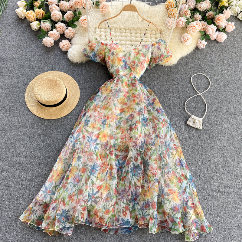 Stylish A Line Floral Off Shoulder Dress Fashion Dress,pl4212