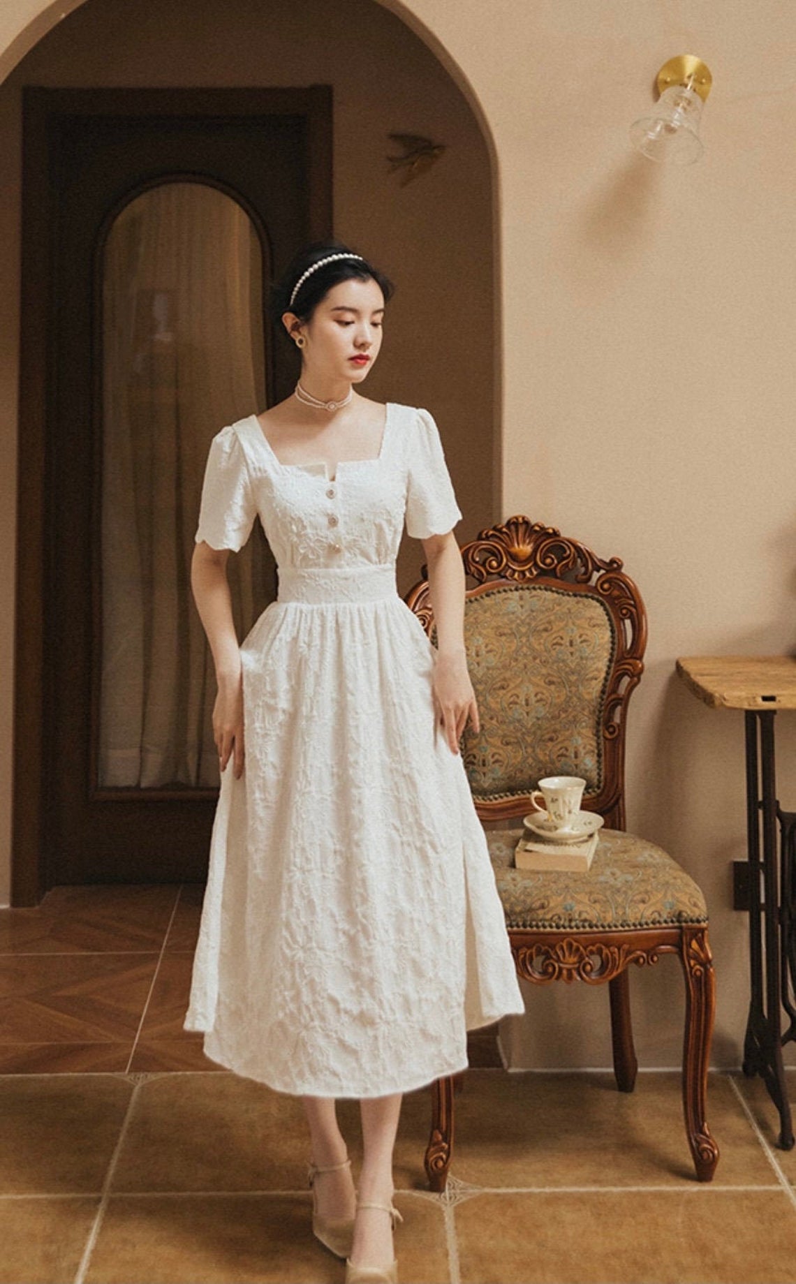 Victorian Dress Nap Dress Milkmaid Dress Dress High Waist Dress Floral Dress Floral Sling Dress Vintage Dress Dress French Dress