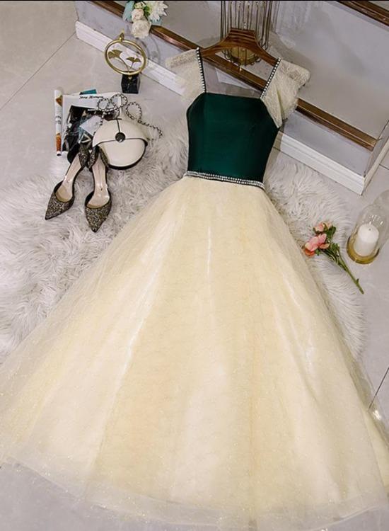 Champagne Tulle And Lace Pearls Party Dresses, Short Prom Dress Homecoming Dresses,pl4931