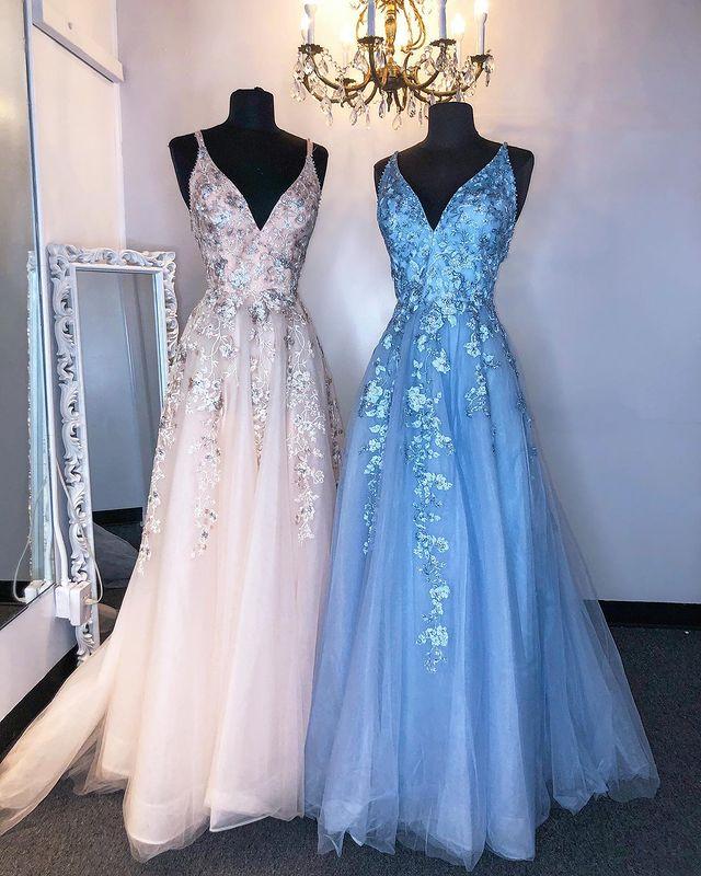 Tulle Long Prom Dress With Appliques And Beading,pageant Dance Dresses,graduation School Party Gown,pl4519