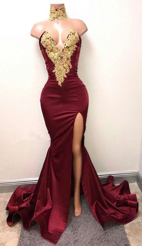 Mermaid Prom Dress With Slit, Special Occasion Dress, Evening Dress, Dance Dresses, Graduation School Party Gown,pl4557