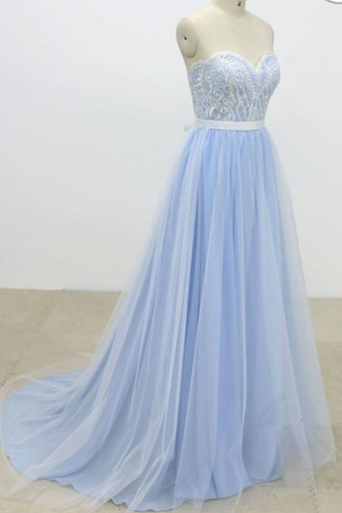 Sweetheart A-line Long Prom Dresses With Appliques,pl4573