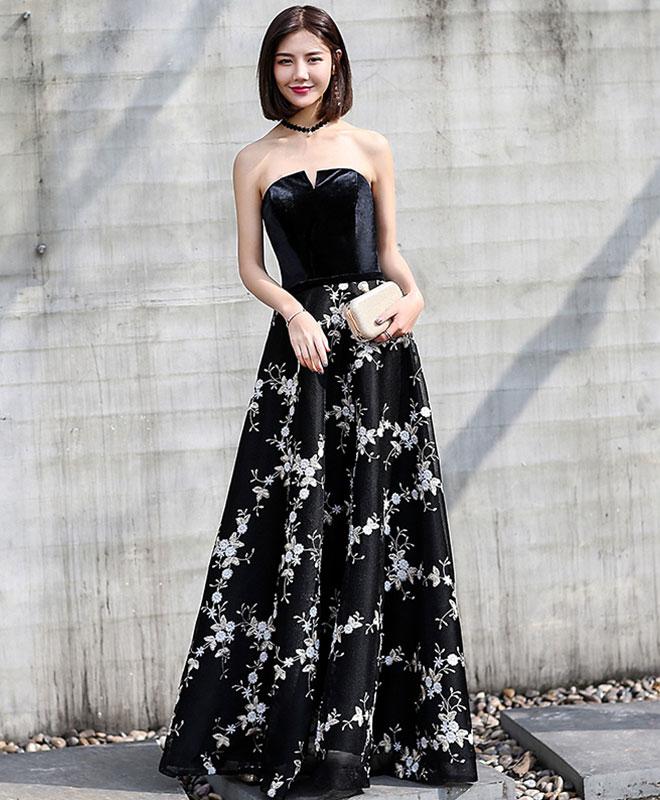 Black Tulle Lace Long Prom Dress, Black Evening Dress,pl4769