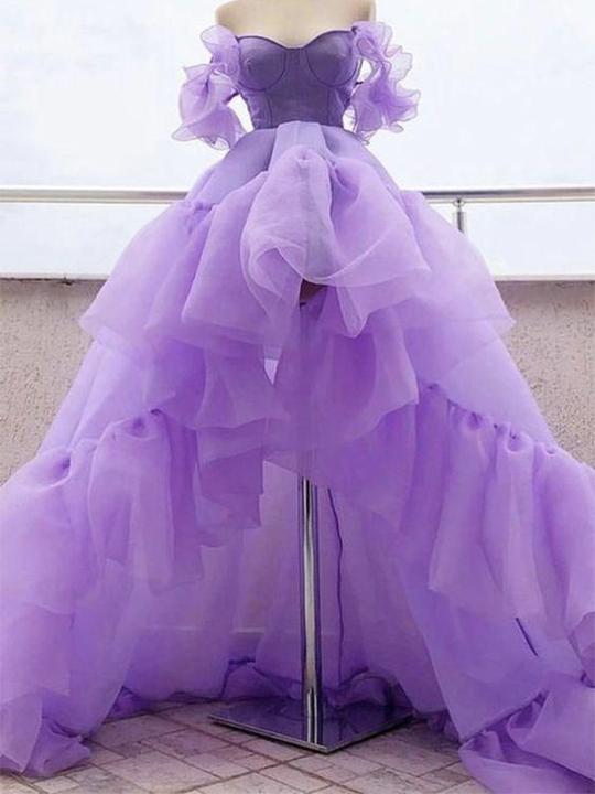 Custom Purple High-low Princess Gorgeous Prom Dresses Online ,pl4942