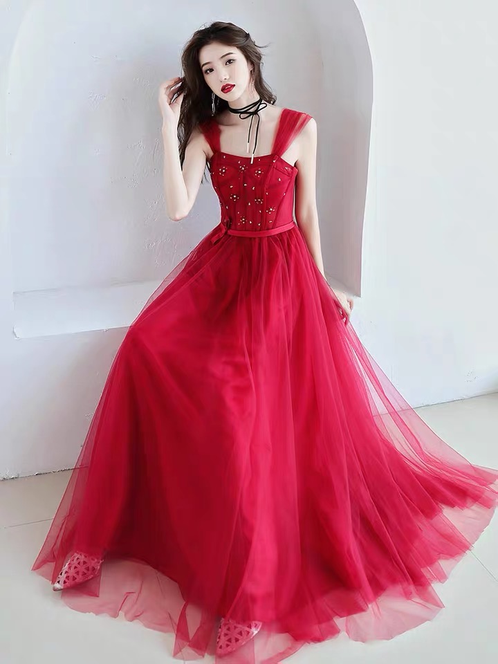 Strapless Prom Dress,red Party Dress,light Tulle,charming,custom Made,pl5061