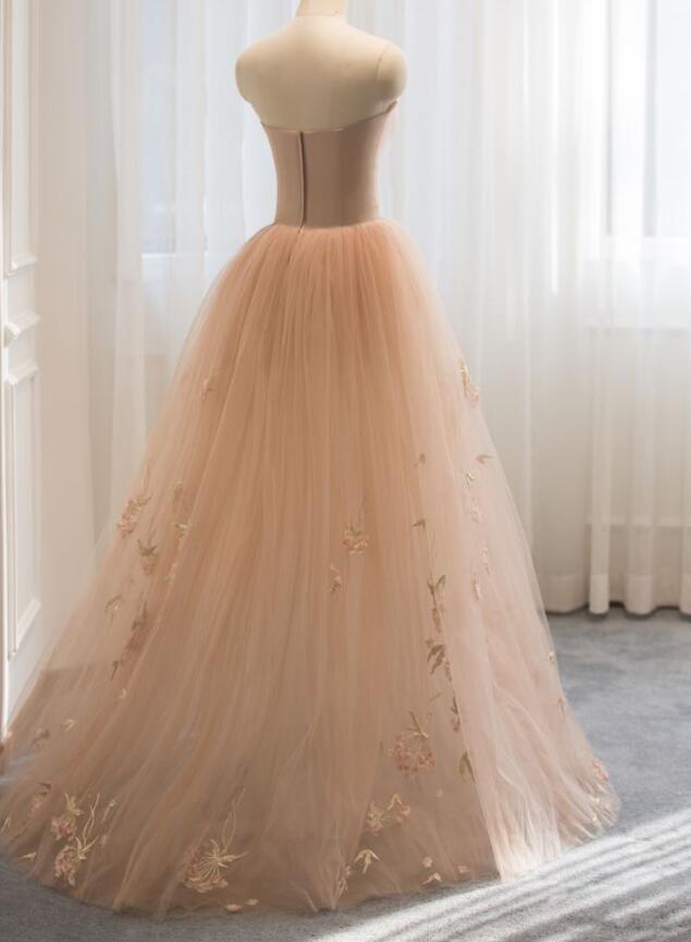 Wide Waistband Tulle Ruffled Skirt A-Line Dress Champagne