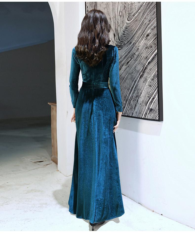 Elegant V-neck Half-sleeves A-line Long Bridesmaid Dress, PD3148