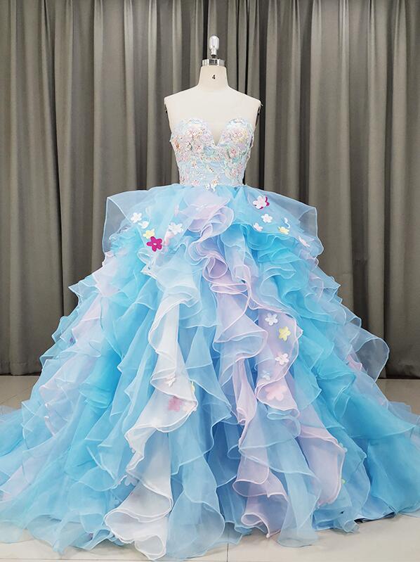 Charming Organza Layers Sweetheart Formal Gown, Handmade Sweet 16 Dress.pl5337