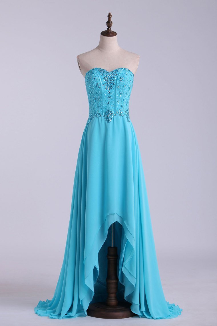 Sweetheart Corset Beaded  Pleated A-Line Prom Dress