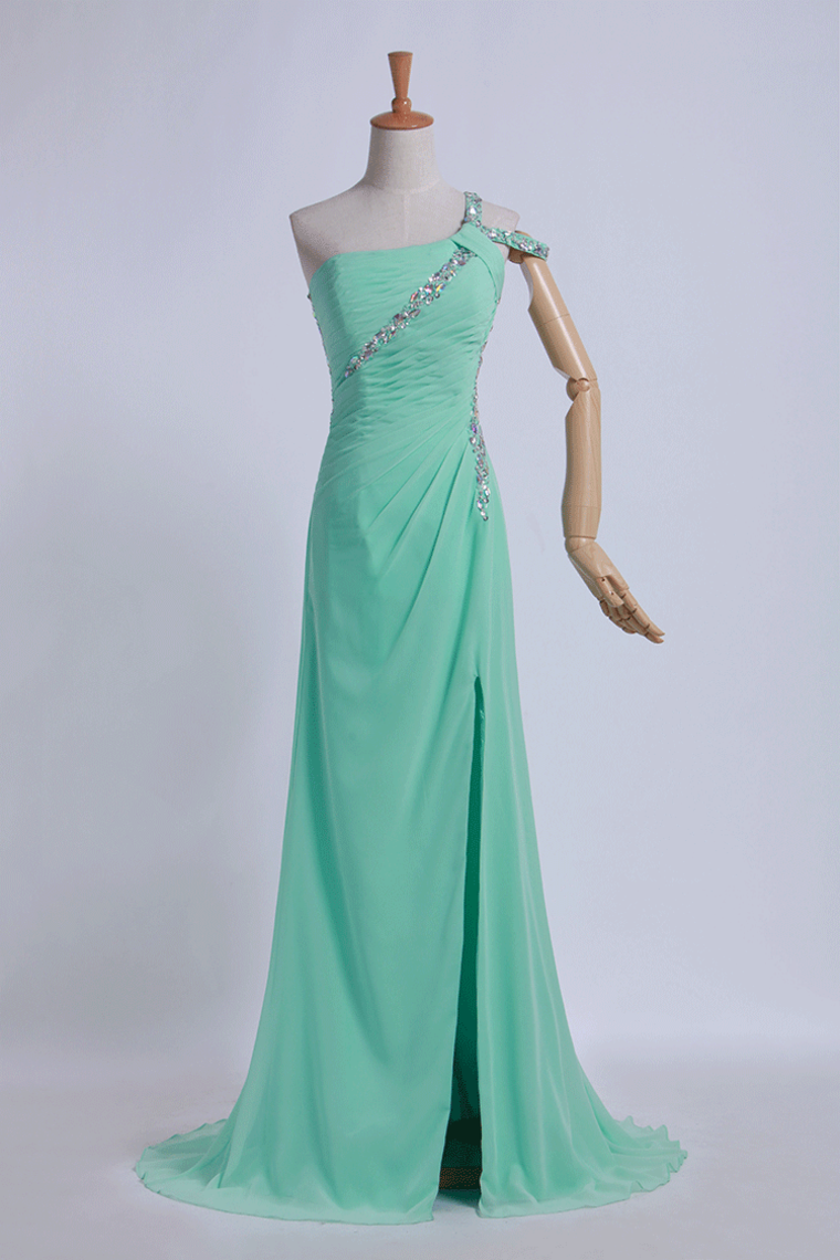Prom Dresses Sheath/column Split Front Floor Length One Shoulder,pl5729