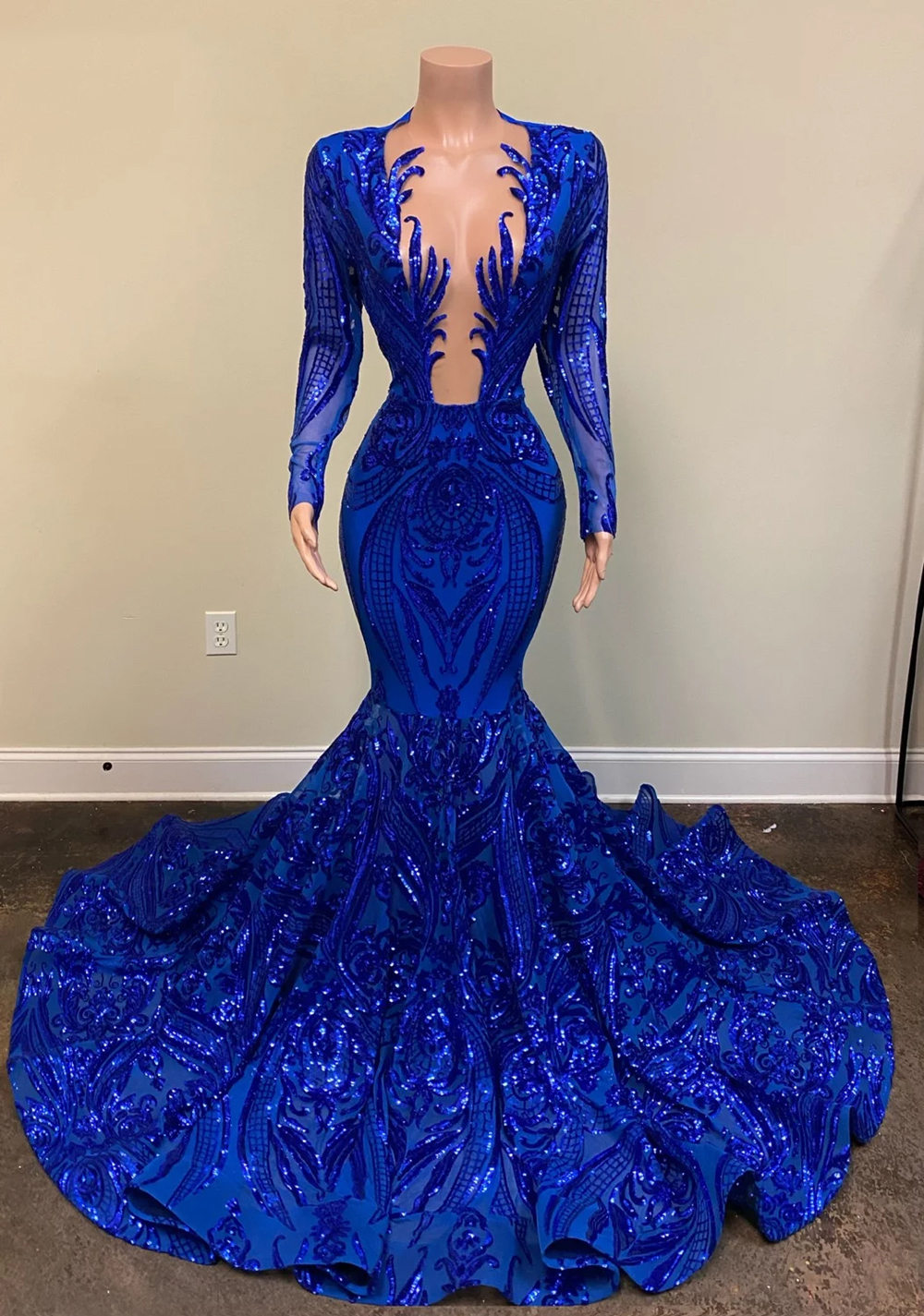 Royal Blue Prom Dresses, 2021 Prom Dress, Lace Prom Dresses, Deep V Neck Prom  Dresses, Custom Make P on Luulla