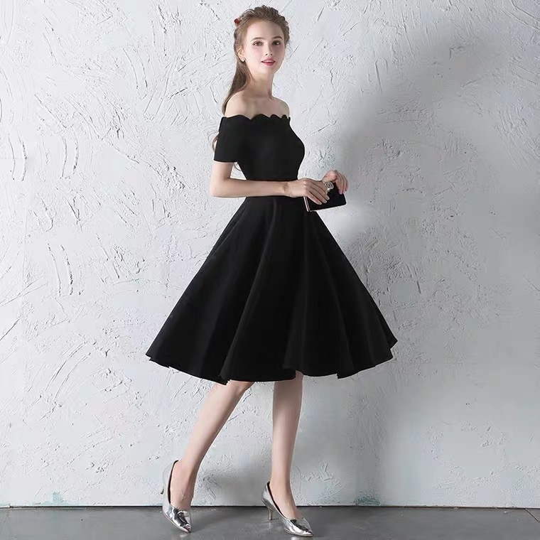 Off Shoulder Party Dress,black Little Dress,custom Made
