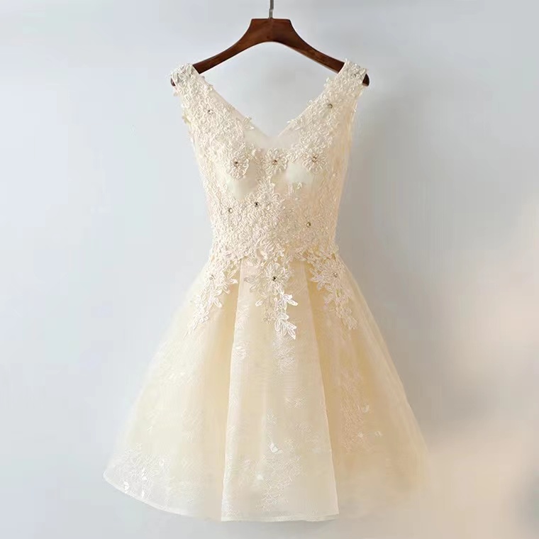 , V-neck, Cocktail Party Dress,lace Birthday Dress, Short Fairy Dress,custom Made