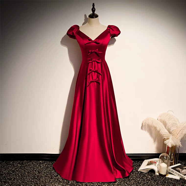 , Red Dress, Elegant Party Dress,cut Long Prom Dress,custom Made