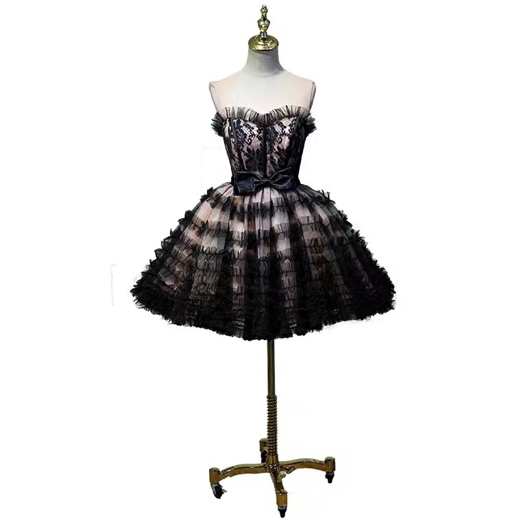 Short Style Evening Dress, Black Princess Dress, Sweet Homecoming Dress,custom Made