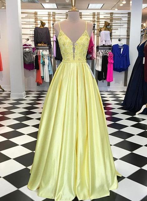 Yellow Prom Dress, Formal Dress, Evening Dress, Pageant Dance Dresses, School Party Gown