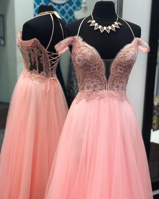 Tulle Long Prom Dresses With Appliques,winter Formal Dresses