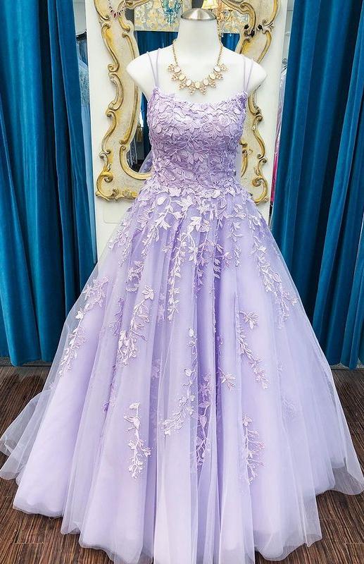 Tulle Long Prom Dresses With Appliques And Beading,winter Formal Dresses