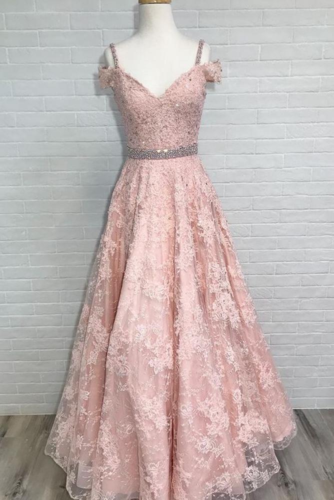 Lace Long Prom Dresses With Beading,formal Dress,wedding Party Dresses