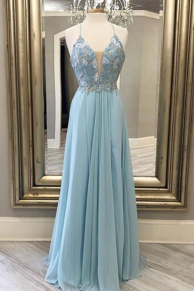Chiffon Long Prom Dresses With Appliques And Beading,formal Dress,wedding Party Dresses