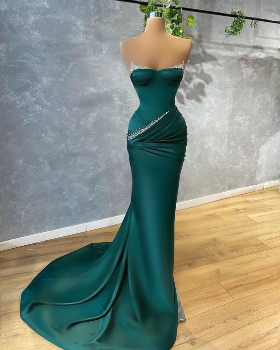 Green Beading Long Evening Prom Dress,pl5365