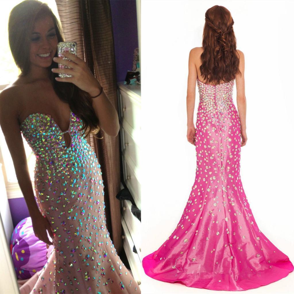 Long Mermaid Crystal Bead Prom Dresses Sexy Formal Evening Party Gowns Custom