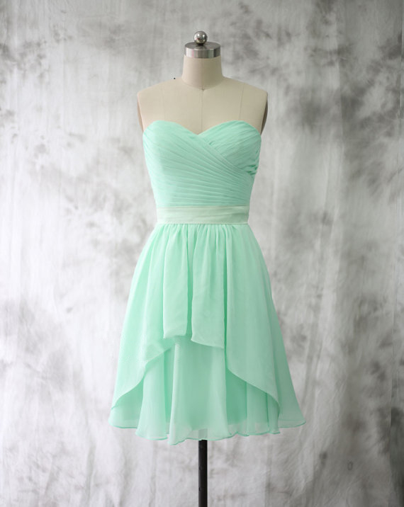 Knee Length Sweetheart Mint Bridesmaid Dress