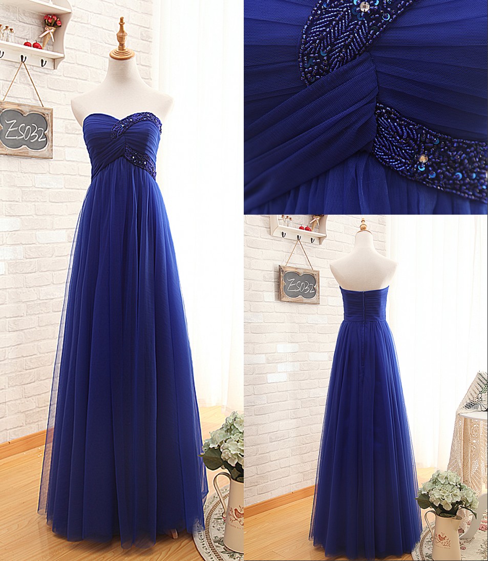 Ready To Ship Sweetheart Royal Blue Tulle Graduation Dress,a-line Royal Blue Prom Dress,blue Tulle Party Dress