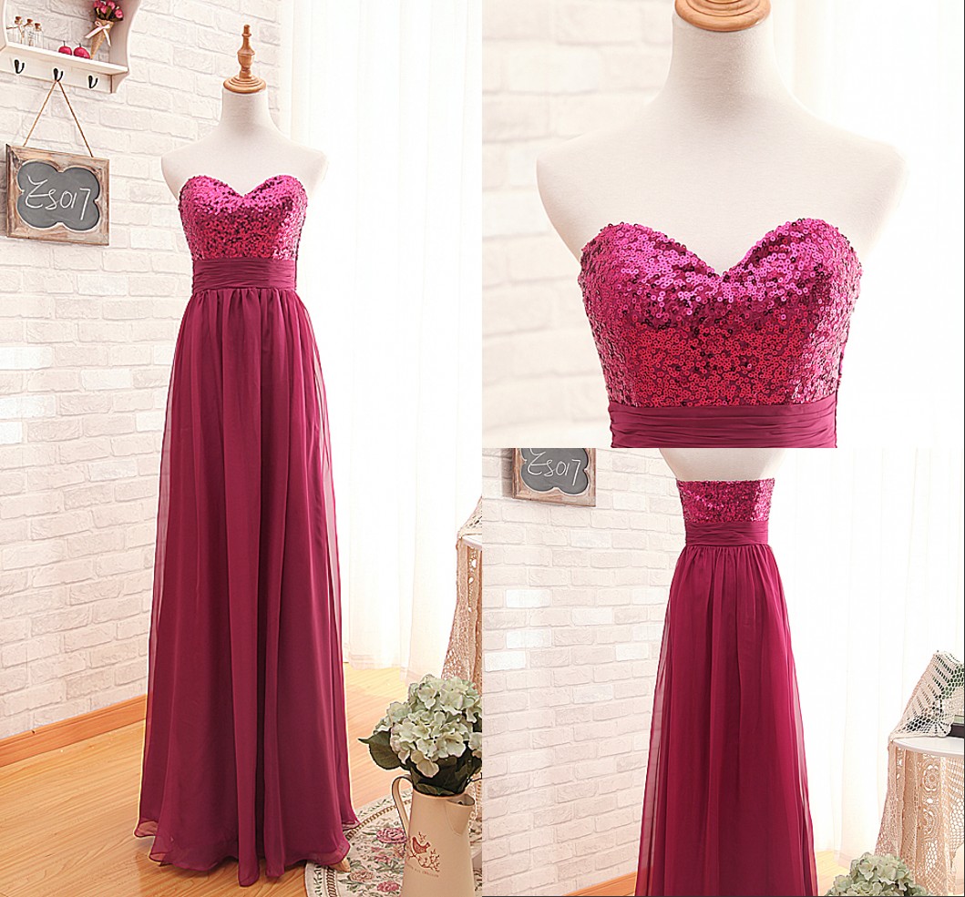 Burgundy Empire Sequins Prom Dress,long A-line Burgundy Graduation Dress,empire Sequins Burgundy Formal Party Dress