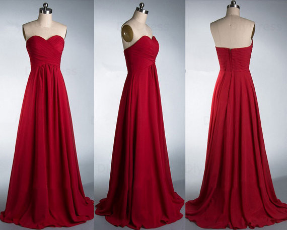 A-line Red Chiffon Bridesmaid Dresses,prom Dresses,occasion Dresses,wedding Party Dresses