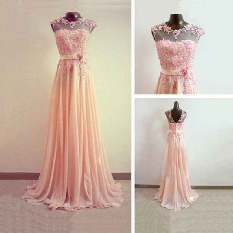 Long Sexy Prom Dress Woman O Neck Floor Length Embroidery Chiffon Elegant Party Dresses Gown Custom Made Vestido De Festa Largos