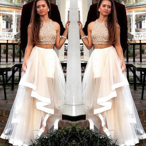 New Two Pieces Prom Dress Long Party Gowns Formal Pageant Evening Celebrity Long Dress
