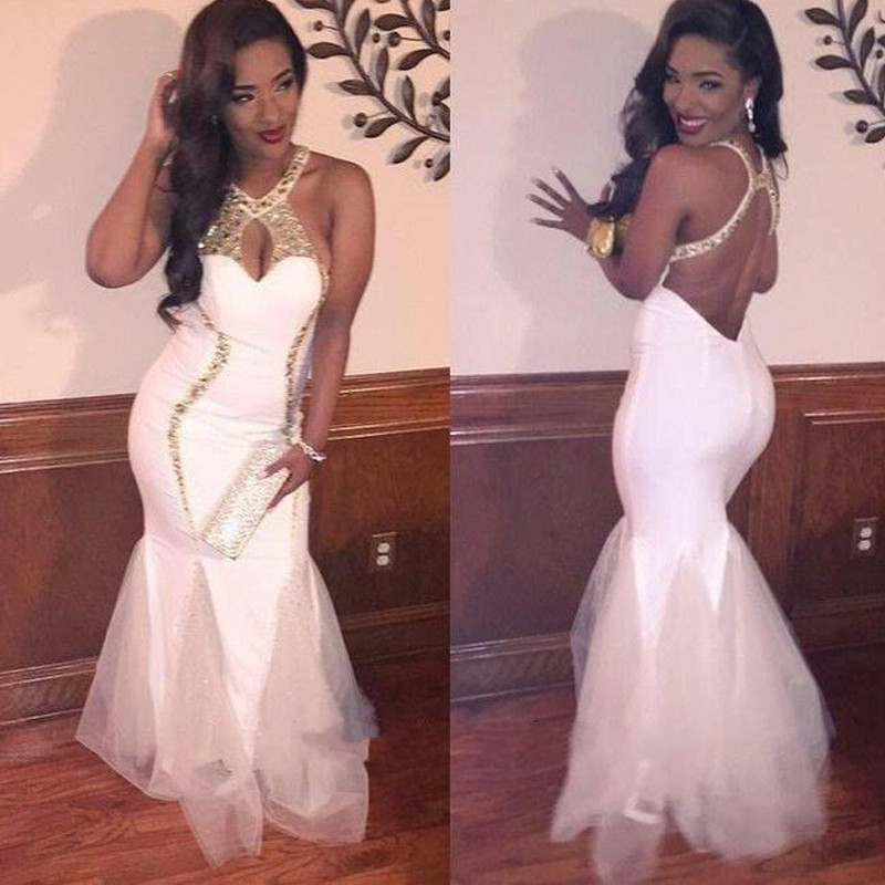 White and Gold Prom Dresses