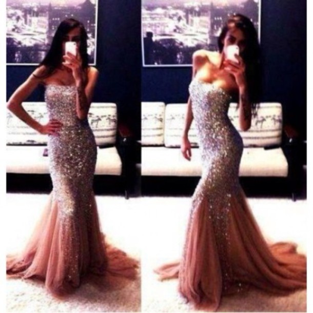 2016 Prom Dresses Sexy Mermaid Pink Sweetheart Rhinestones Beads Crystals Tulle Prom Dress Long Formal Evening Dress Party Prom Gowns