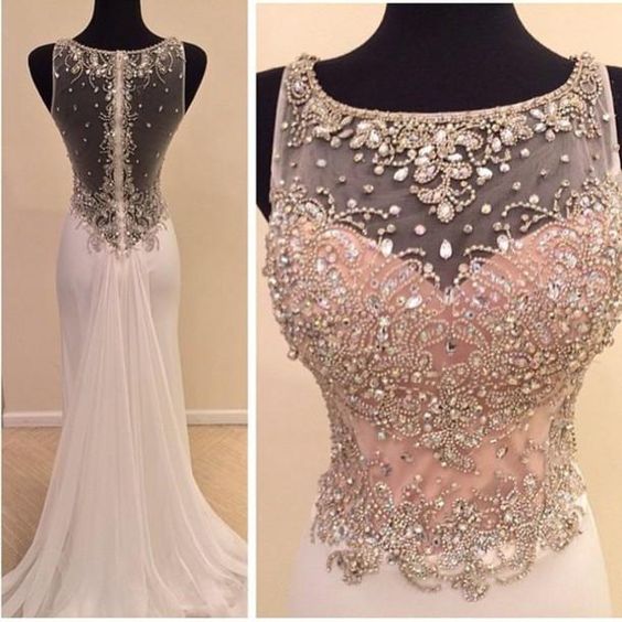 2016 Real Iamge Prom Dresses New Sexy Cheap Mermaid Bling Sparkle Luxury Rhinestones Sheer Back Chiffon Long Formal Party Gowns