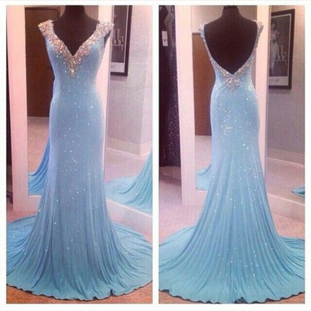 2016 Real Image Prom Dresses Bling Sparkle Luxury Mermaid Turquoise V-neck Backless Sequins Lace Long Evening Prom Party Gowns Vestidos