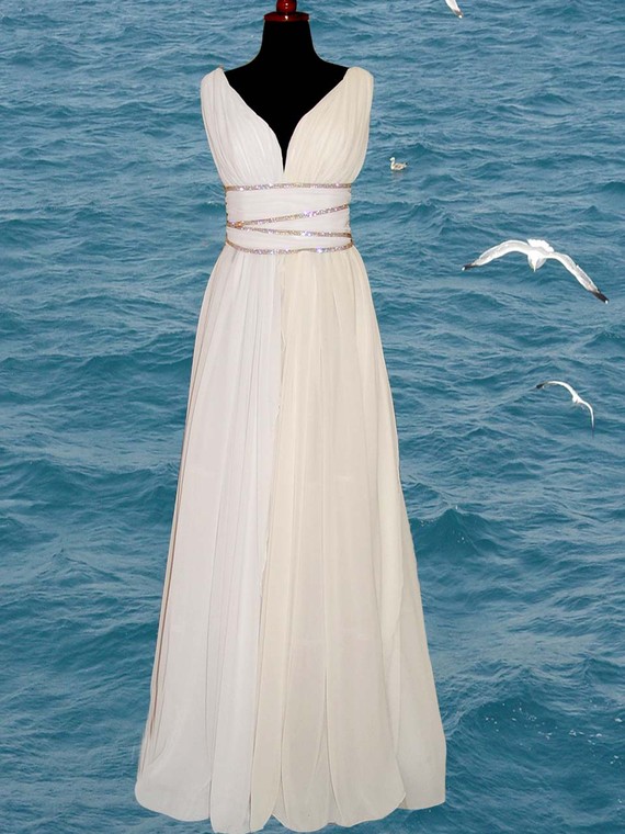 2016 Real Image Sexy Beach Wedding Dresses Vestidos De Novia White A-line Beads Backless Chiffon Wedding Dress Bridal Gowns