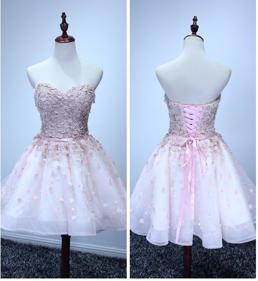 Charming Homecaming Dress,sweetheart Homecaming Dress, Sequined Homcaming Dress,chiffon Homecaming Dress,short Prom Dress