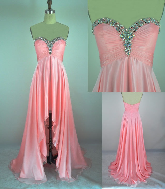 Charmingprom Dress,sweetheart Prom Dress,a-line Prom Dress,sequined Prom Dress,poplin Prom Dress, High Low Pink Modest Gowns