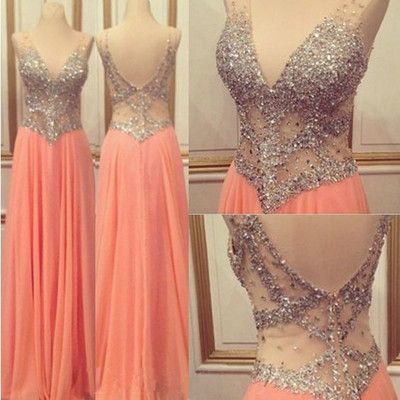 Beading Style Prom Dress, Charming Real Made Prom Dress,sexy V-neck Evening Dress