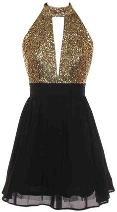 Sexy Open Back Homecoming Dress,gold Sequins Prom Dress,halter And V-neck Evening Dress