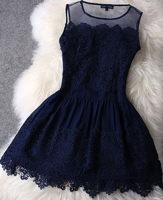 Dark Navy Blue Homecoming Dress,simple Lace Princesses Prom Dress,casual Short Dress