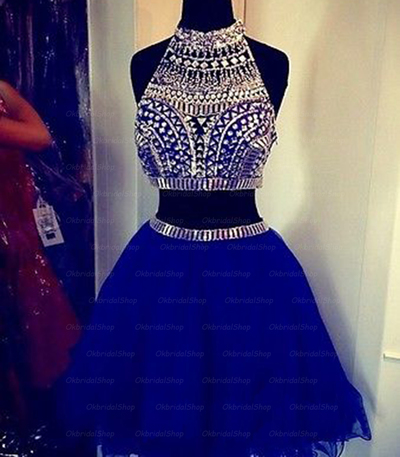 2016 Most Popular Two Pieces Homecoming Dresses, Royal Blue Prom Dresses, Cute Evening Dresses, Sexy Cocktail Dresses