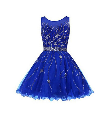 2016 Royal Blue Homecoming Dresses,luxury Beading Prom Dress, Homecoming Dresses,simple Homecoming Dresses,sexy Backless Party Dresses