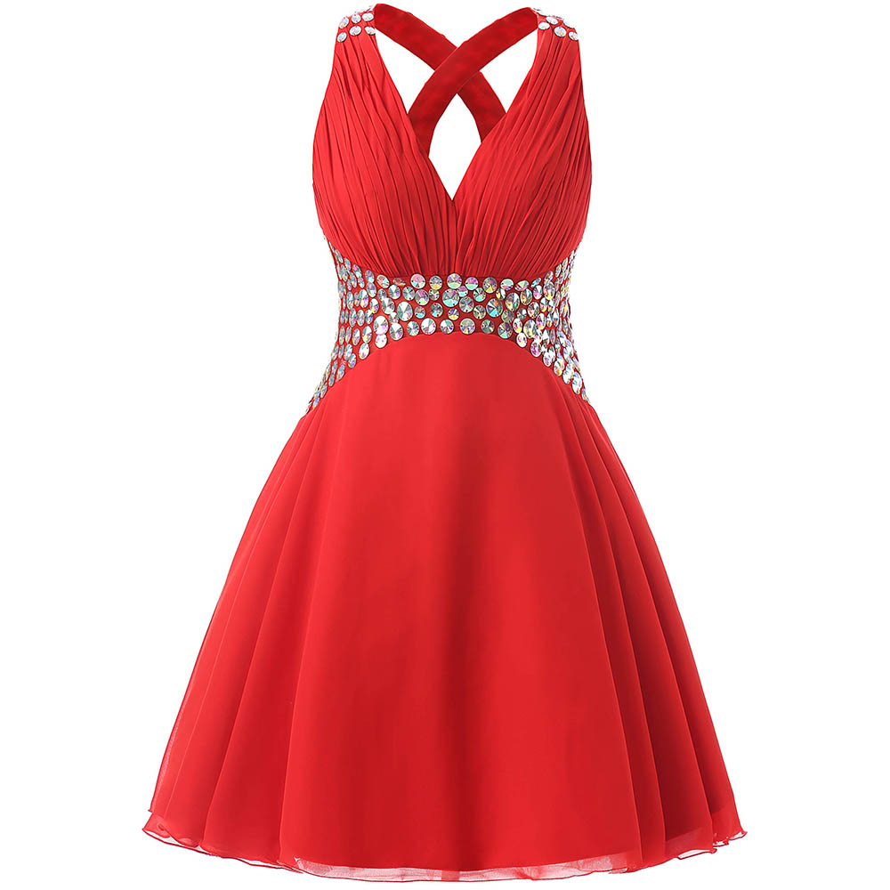 Pretty Red Homecoming Dresses, Short Beaded Prom Dresses For Graduation ...