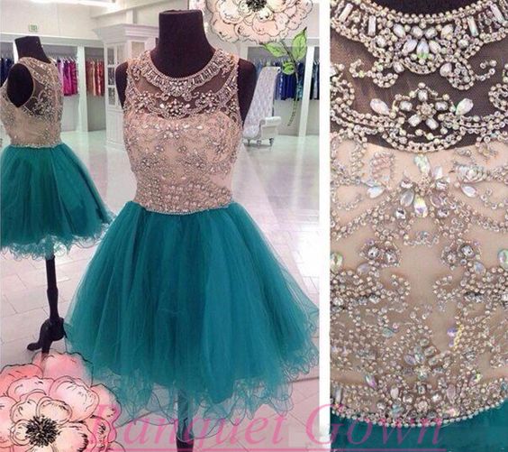 Short Beaded Homecoming Dress,blue Prom Dress,charming Prom Dresses,party Dress For Girls