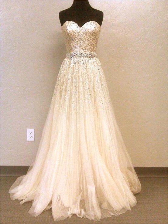 Sparkling Beaded Prom Dress,sexy Strapless Evening Dress, Tulle Long Prom Dress,sexy Sweetheart Prom Dress
