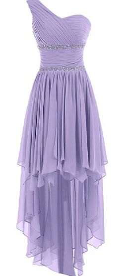 One Shoulder High Low Prom Dress Purple