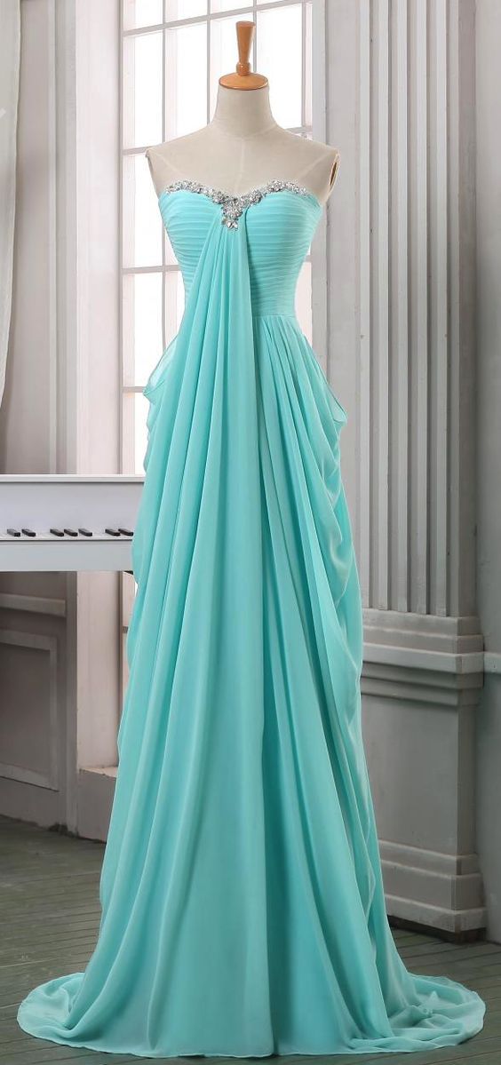 Chiffon Sweetheart Prom Dress,mint Green Evening Dress,floor Length Prom Dress