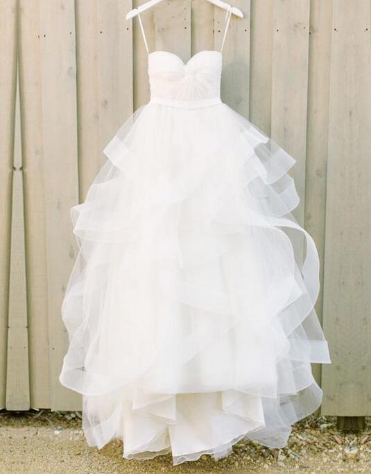 2016 Customized White Prom Dress,spaghetti Straps Sweetheart Evening Dress